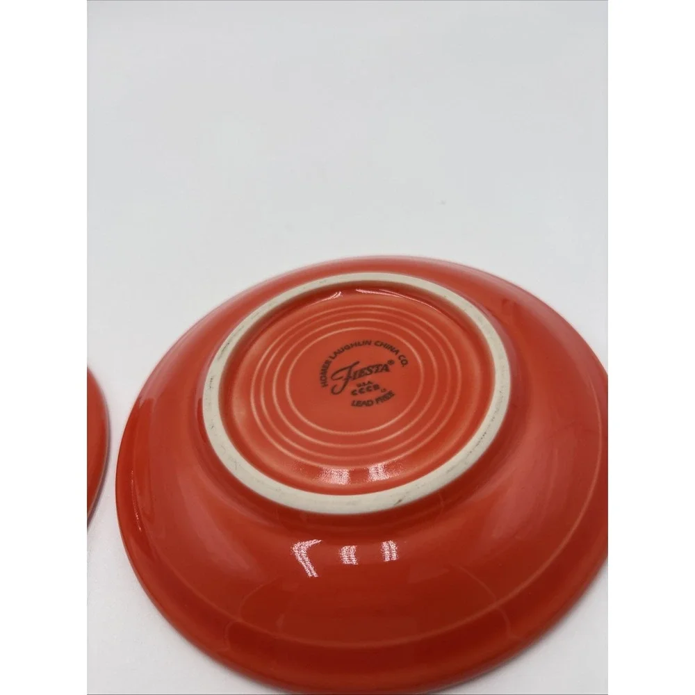 Vtg Fiesta Ware‎ Homer Laughlin 80's 90's Lead Free Saucers 2 Orange